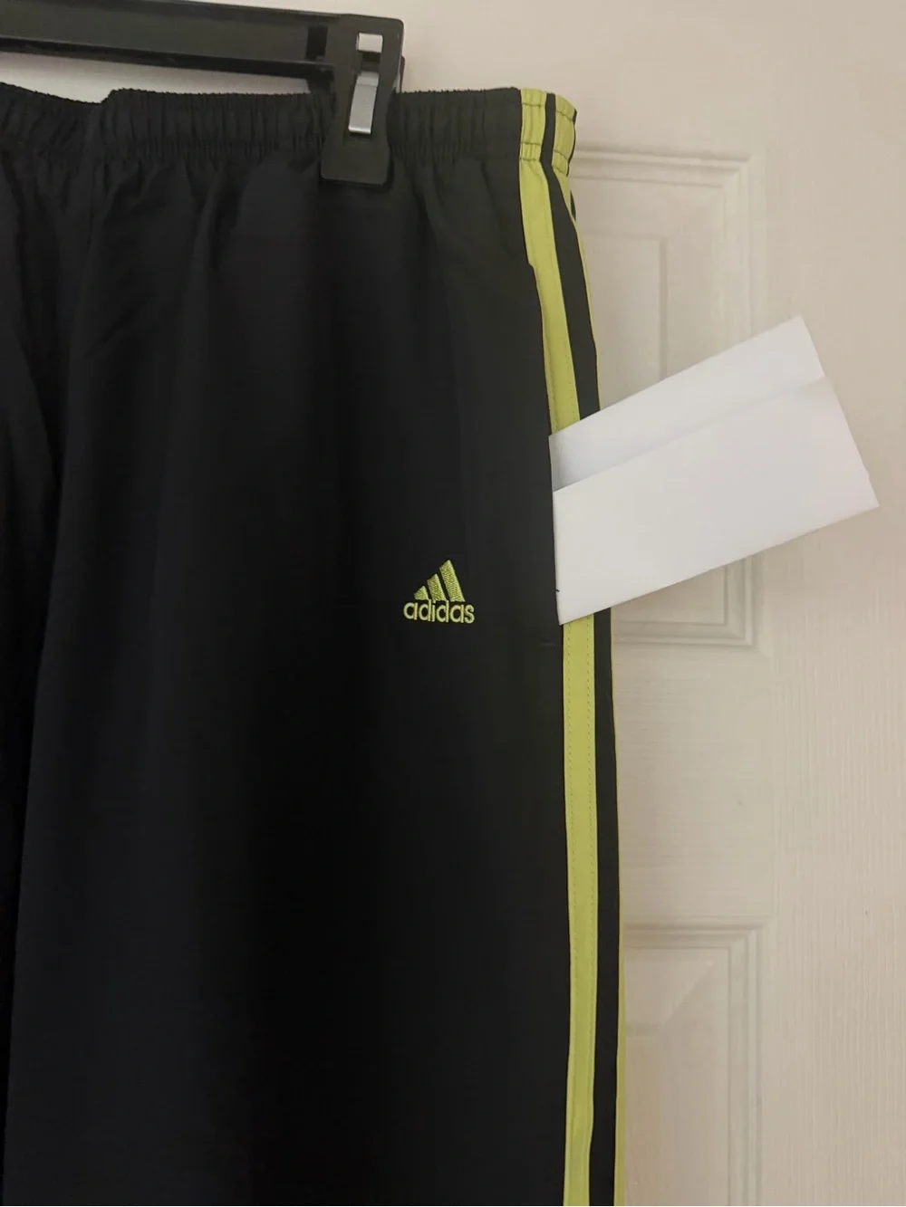 adidas Black Joggers with Neon Lime Side Stripes